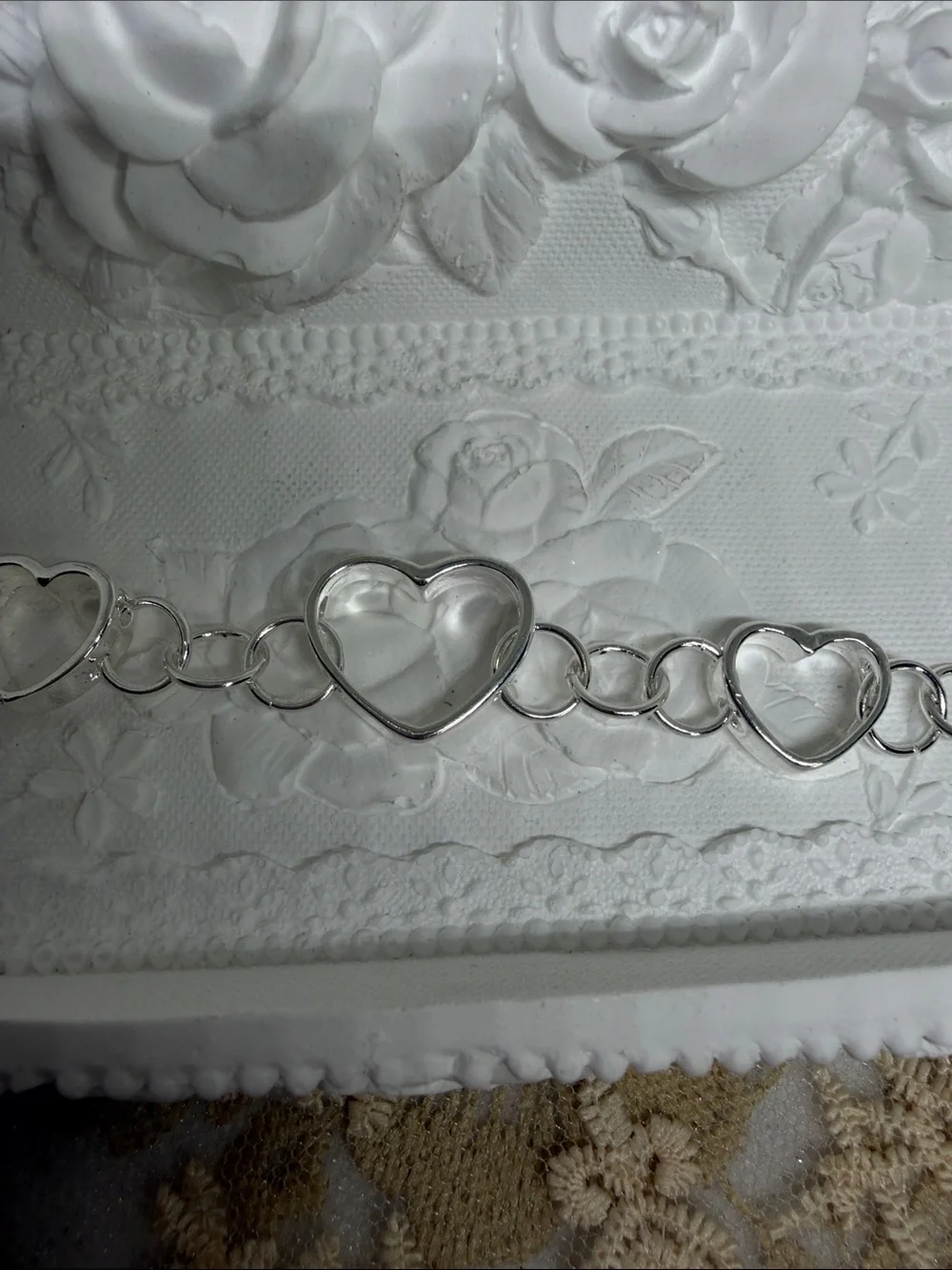 925 Sterling Silver Graduated Open Heart Link Bracelet Romantic Minimalist Clean